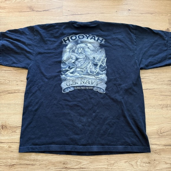 Bayside USA Other - Men's Navy Vintage T-Shirt Neptune Holding A Trident HOOYAH Size XXL Made In USA